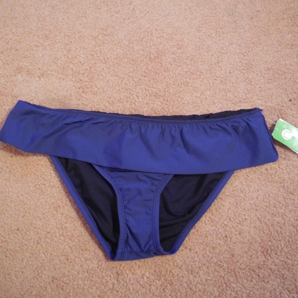 Women’s N Good Karma Fold-Over Scoop Bikini Bottoms Size X Large Navy